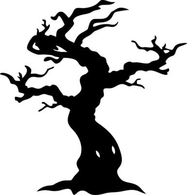 Spooky Twisted Tree Silhouette for Halloween Themed Designs and Decor