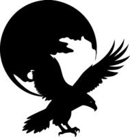 Majestic Eagle Silhouette Soaring Against Full Moon Illustration for Tattoos and Artwork vector
