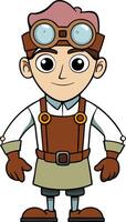 Steampunk Character Illustration with Goggles for Games and Animation Projects vector
