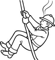 Firefighter Climbing Rope Illustration for Safety Training Materials vector