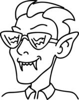 Cool Vampire Character Line Art for Halloween or Coloring Book Design vector