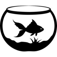 Silhouette of Goldfish in Fishbowl Art for Design and Craft Projects vector