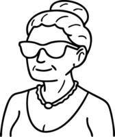 Stylish Elderly Woman with Sunglasses Art for Design and Illustration vector