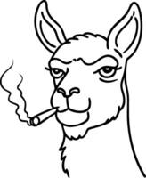 Smoking Llama Illustration for Tattoos and Coloring Books vector