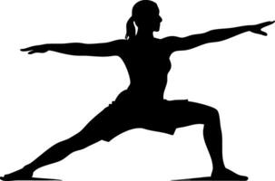 Yoga Warrior Pose Silhouette for Fitness and Exercise Design Use vector