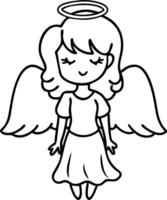 Charming Angelic Illustration for Tattoo and Coloring Book Design vector