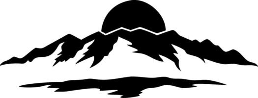 Silhouette Mountains with Sun Reflection for Graphic Design and Wall Art vector