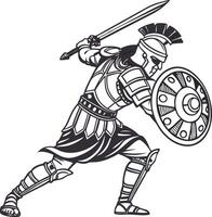 Ancient Roman Warrior Illustration for Cultural Designs and Tattoos vector