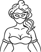 Mysterious Woman Wearing Mask Costume Perfect for Coloring Books and Design Projects vector