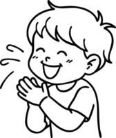Happy Laughing Child Clapping Hands Outline Art for Coloring Books and Kids Projects vector