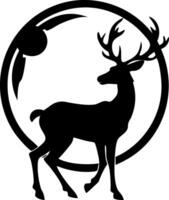 Elegant Deer Silhouette with Moon and Forest Elements Design vector