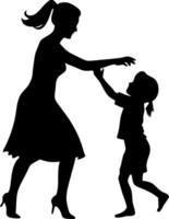 Silhouette of Mother and Child Bonding for Family Art and Design vector