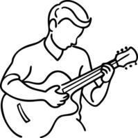 Guitar Player Line Art Illustration for Music Related Design and Creativity vector