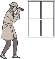 Detective Silhouette Observing Through Binoculars Art for Mystery Themes vector