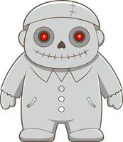 Creepy Cartoon Doll Character with Button Eyes for Halloween Design and Animation vector