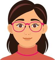 Illustration of Woman with Glasses Smiling Portrait for Avatar and Profile Use vector
