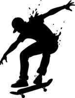 Dynamic Skateboarder Silhouette Art for Tattoos and Graphic Design Projects vector