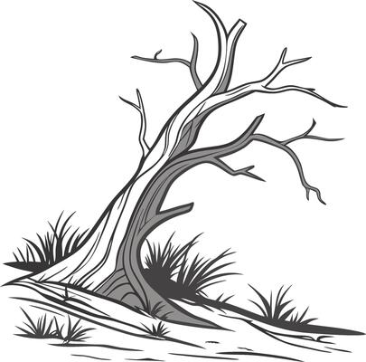 Abstract Dead Tree Illustration for Nature Design and Art Projects