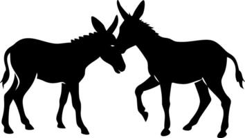 Two Donkeys Silhouette Illustration for Art and Design Projects vector