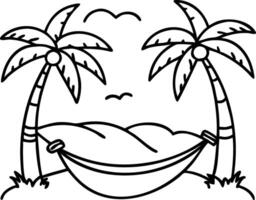 Tropical Palm Trees with Relaxing Hammock Beach Illustration vector