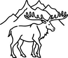 Majestic Moose Silhouette with Mountain Background for Nature and Wildlife Art vector