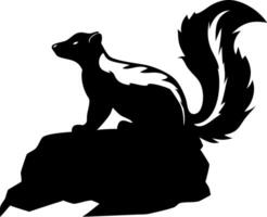 Silhouette of Skunk on Rock Illustration for Wildlife Designs and Art Projects vector