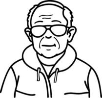 Elderly Man Wearing Sunglasses Minimalist Illustration for Design Projects vector