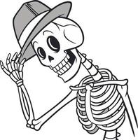 Cartoon Skeleton Tipping Hat Illustration for Halloween and Day of the Dead vector