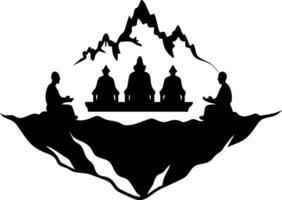 Meditation and Mindfulness in Mountain Scenery Silhouette vector