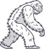 White Yeti Illustration Cartoon for Tattoo and Design Projects vector