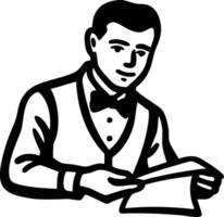Vintage Retro Style Male Figure Holding Document Illustration Design vector