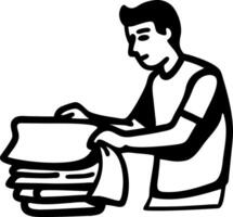 Man Folding Laundry Illustration for Domestic Chore Project or Design vector