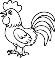 Rooster Outline Illustration for Coloring or Farm Design Projects vector