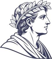 Ancient Roman Profile with Laurel Crown for Historical Illustrations and Art Projects vector