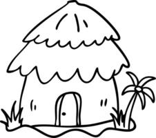 Tropical Hut Line Art Illustration for Coloring Book and Design Projects vector