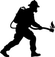 Firefighter Silhouette with Flamethrower for Graphic Design and Educational Use vector