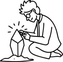 Archaeologist Discovering Crystal Gem Illustration for Educational and Design Uses vector