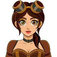Steampunk Woman Portrait with Goggles and Vintage Attire for Graphic Design and Art vector