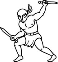 Spartan Warrior Holding Swords Dynamic Pose Art for Tattoos and Illustrations vector
