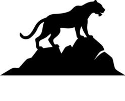 Panther Silhouette on Rocky Mountain for Decor and Design Projects vector