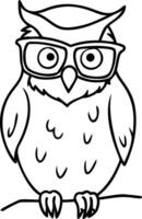 Wise Owl Wearing Glasses Art Illustration for Education and Design vector