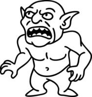 Goblin Creature Art for Tattoo and Coloring Book Design vector