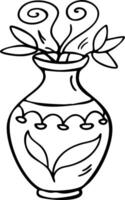 Decorative Floral Vase Illustration for Coloring and Design Projects vector