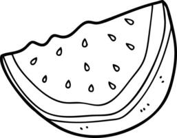 Black Line Watermelon Slice Illustration for Coloring Books and Design Projects vector