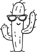 Cool Smiling Cactus Art with Sunglasses for Cute Decorative Designs vector
