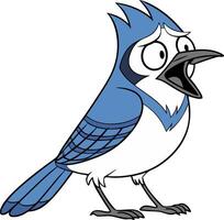 Cartoon Blue Jay Illustration with Surprised Expression for Creative Projects vector