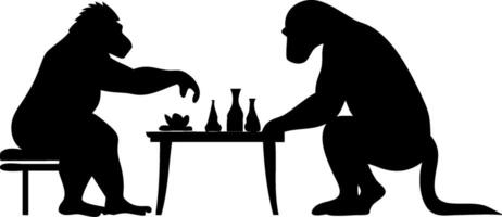 Monkey Silhouettes Playing Chess Creative for Illustrations and Educational Materials vector
