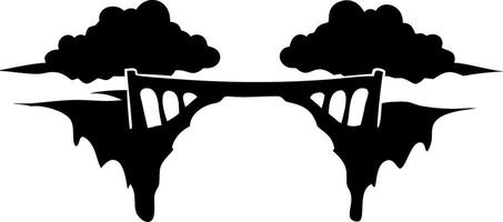 Surreal Floating Island Bridge with Clouds Illustration for Art and Design vector