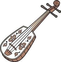 Traditional Stringed Instrument Illustration with Floral Design for Art Projects vector