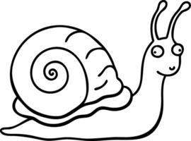 Cute Smiling Snail Line Art for Coloring Books and Kids Activities vector